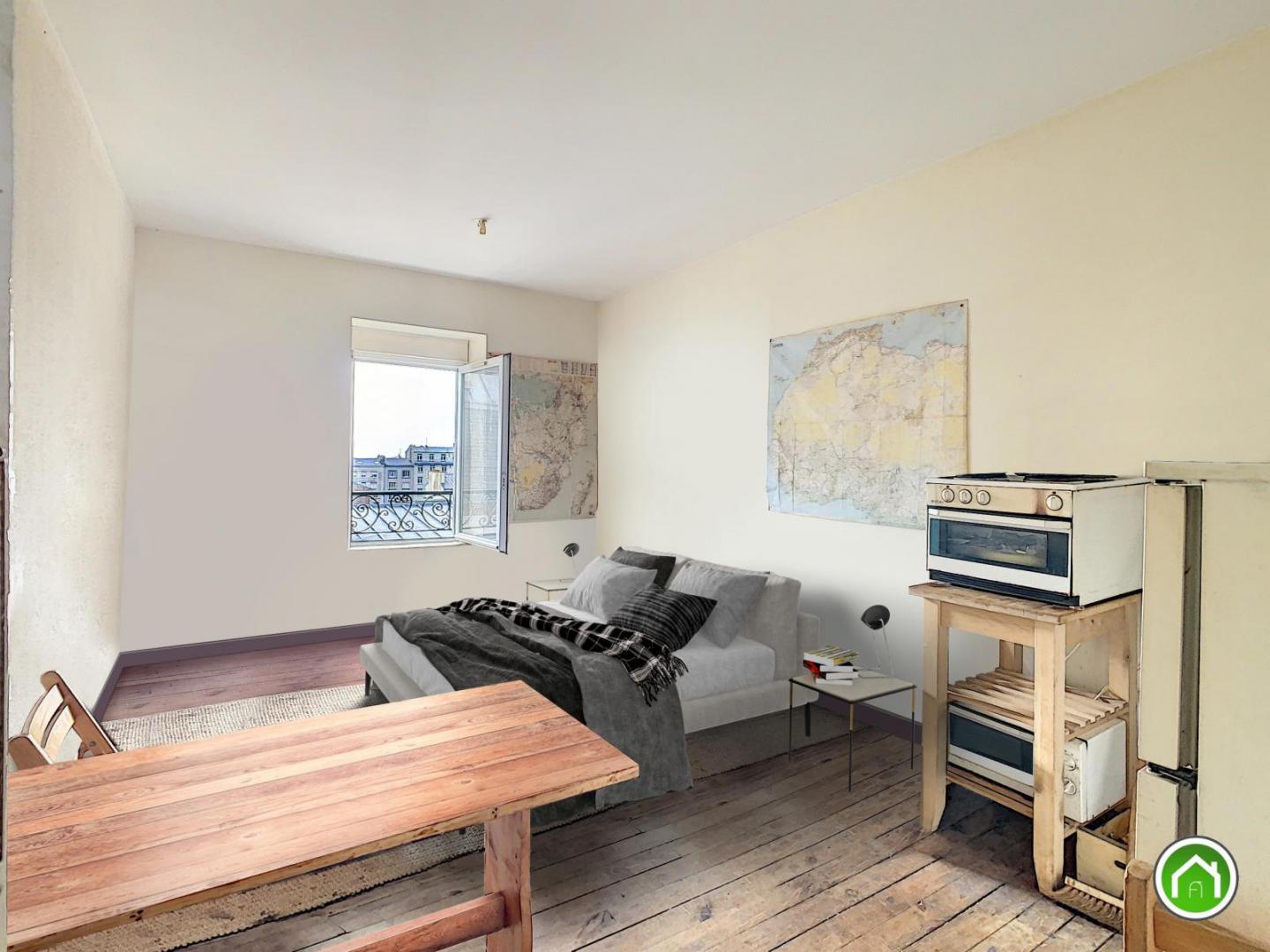BREST CENTRE-VILLE : au dernier étage, appartement studio avec vue dégagée pour investisseur